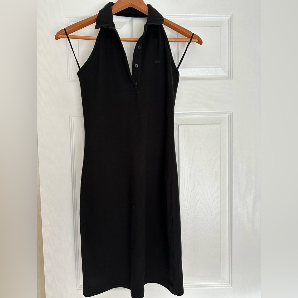 Women’s Lacoste logo patch black dress